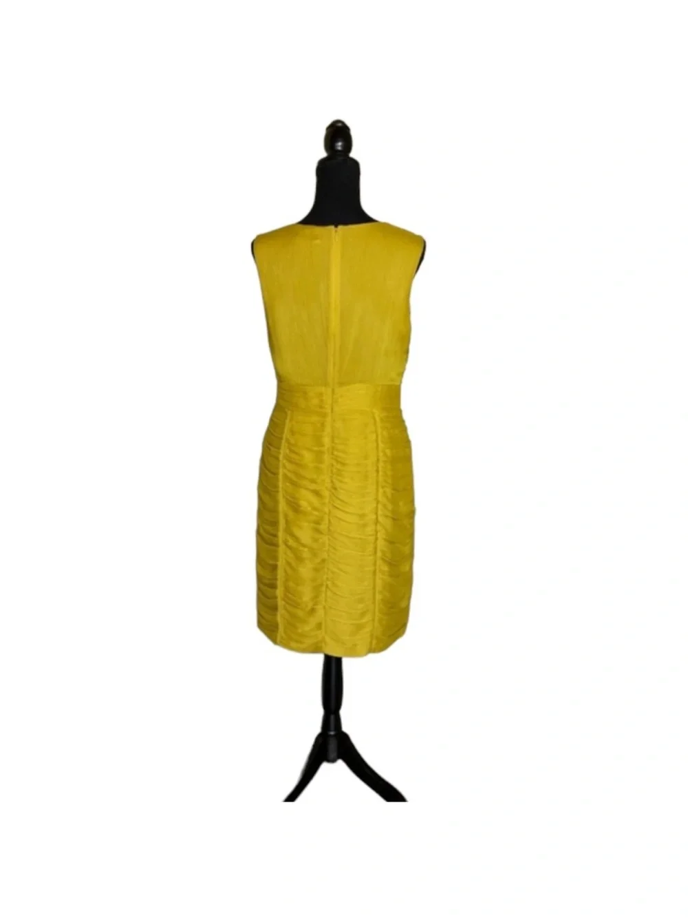 Banana Republic Mustard Ruched V-Neck Knee Length Dress